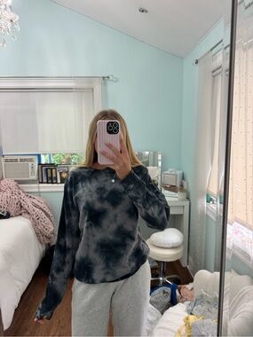 NFINITY Black Tie-Dye Crewneck Sweatshirt